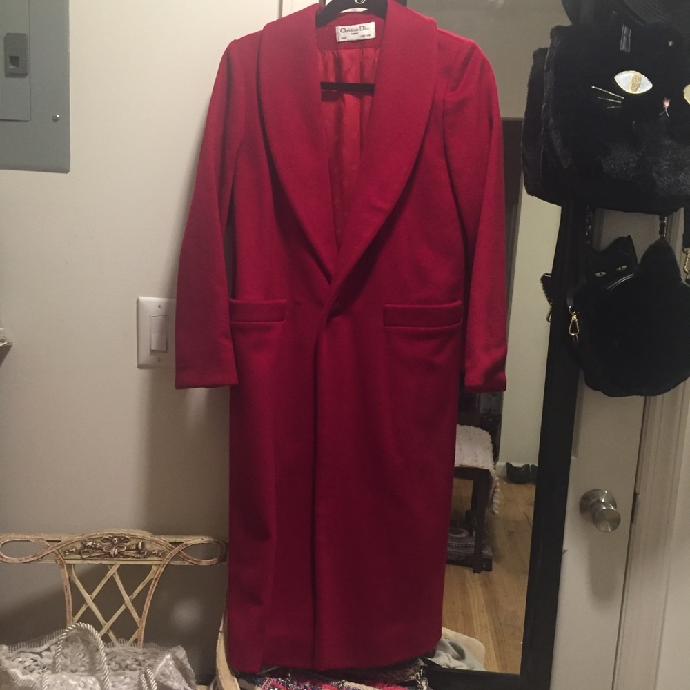 Christian Dior red wool coat in size S/M